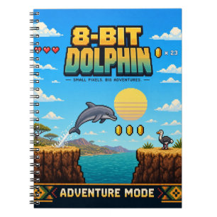 Delfin, Retro-8-Bit-Pixelkunst Notizblock