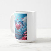 Delfin-Rosa-Valentinstag-romantischer-Ozean-Liebe Kaffeetasse (Vorderseite Links)