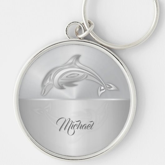 Delfin Silber Monogramm Schlüsselanhänger (Vorne)