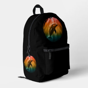 Delfin Sommer Meer Ozean Sonnenuntergang Bedruckter Rucksack