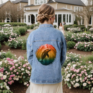 Delfin Sommer Meer Ozean Sonnenuntergang  Jeansjacke