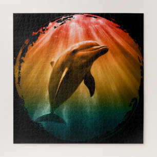 Delfin Sommer Meer Ozean Sonnenuntergang  Puzzle