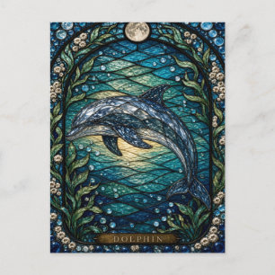 Delfin Sonnentlichtkanal Illumina Bleiglas Postkarte