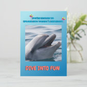 Delfin-Splash-Geburtstag Einladung (Stehend Vorderseite)