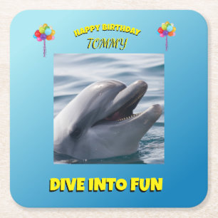 Delfin-Splash-Geburtstag Rechteckiger Pappuntersetzer