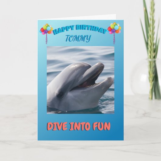 Delfin-Splash-Geburtstagsfreude Feiertagskarte (Vorderseite)