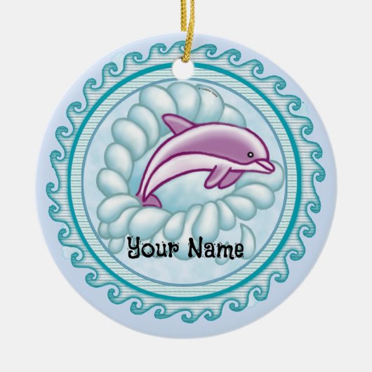 Delfin Splash   Keramik Ornament (Vorne)