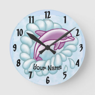 Delfin-Splash Runde Wanduhr