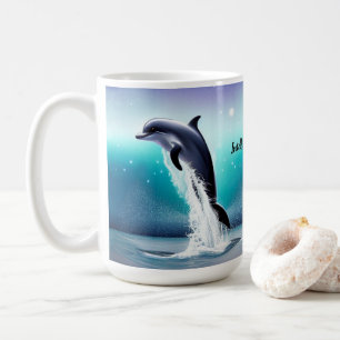 Delfin springt im Ozean Becher Kaffeetasse
