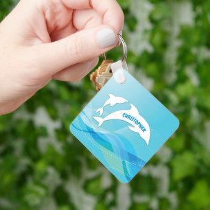 Delfin springt im Ozean Personalisiert Schlüsselanhänger