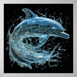 Delfin springt Wasser Kunst Poster
