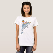 Delfin Strand Strohhut Sommer T-Shirt (Vorne ganz)