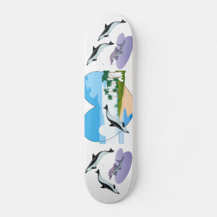 Delfin Tropen Strand Palmen Ozean Wasser Schicksal Skateboard