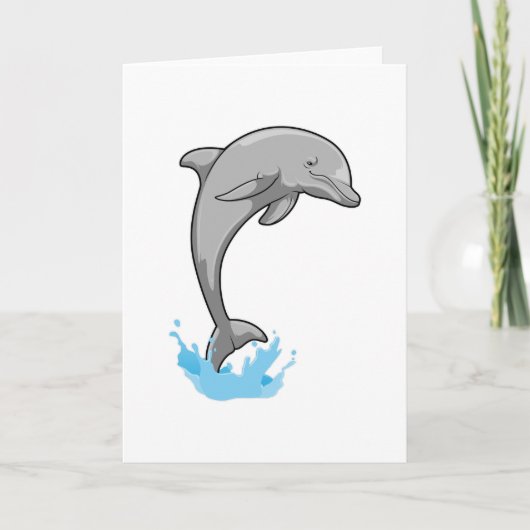 Delfin über Wasser Karte (Vorderseite)
