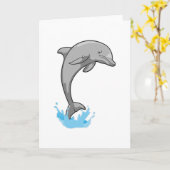 Delfin über Wasser Karte (Gelbe Blume)