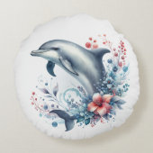 Delfin und Blume Rundes Kissen (Rückseite)