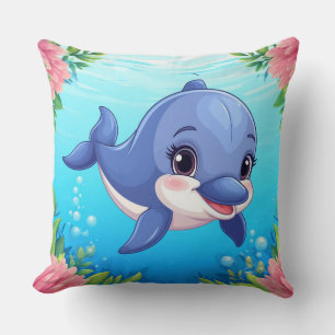 Delfin und Blumen für Meeresliebhaber Kissen