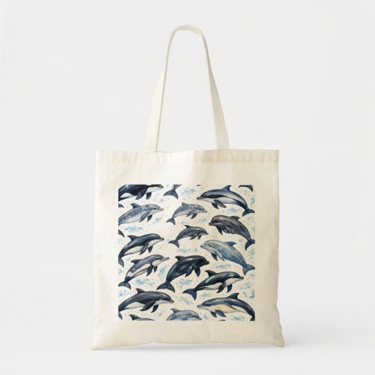 Delfin und Orca Aquarell-Ozean-Muster Tragetasche (Vorne)