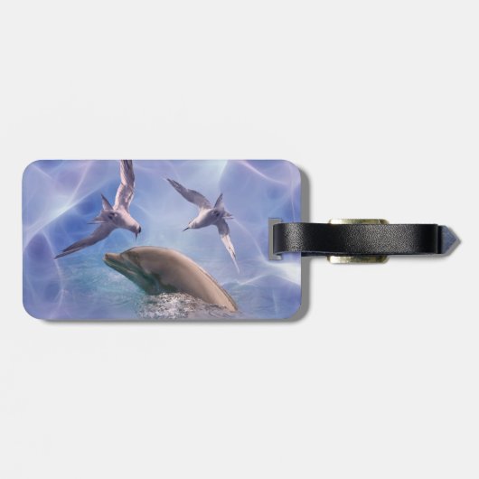 Delfin und Tauchen Gepäckanhänger (Rückseite horizontal)