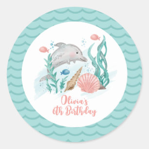 Delfin Unter dem Meer Geburtstag Runder Aufkleber