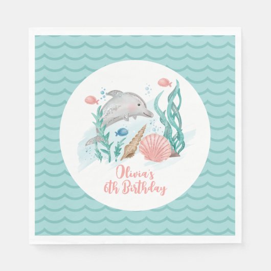 Delfin Unter dem Meer Geburtstag Serviette (Vorderseite)