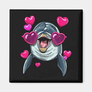 Delfin Valentins-Shirt Herz Meer Tier Wal Dol Magnet