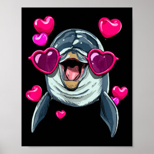 Delfin Valentinstag Shirt Herz Meer Tier Wal Delfi Poster