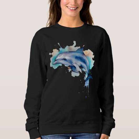 Delfin Wasserfarbe Sweatshirt (Vorderseite)