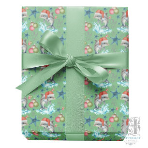 Delfin-Weihnachtspapier in Grün Geschenkpapier
