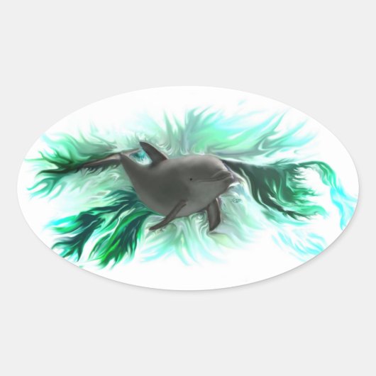 Delfinbaby Ovaler Aufkleber (Vorderseite)