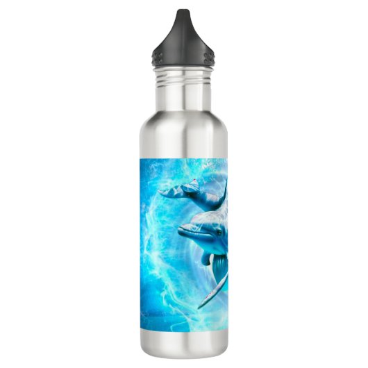 Delfinblauer Fantasie Edelstahlflasche (Links)