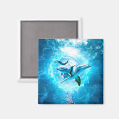 Delfinblauer Fantasie Magnet (Vorderseite/Rückseite)