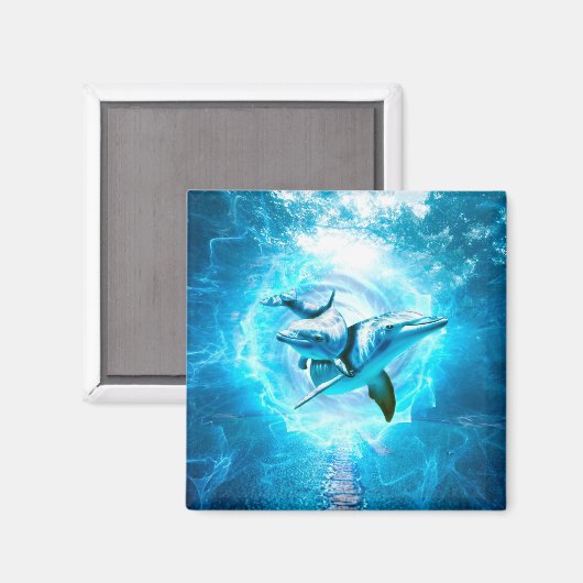 Delfinblauer Fantasie Magnet (Vorderseite/Rückseite)