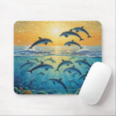 Delfine bei Sonnenuntergang l Mousepad (Mit Mouse)