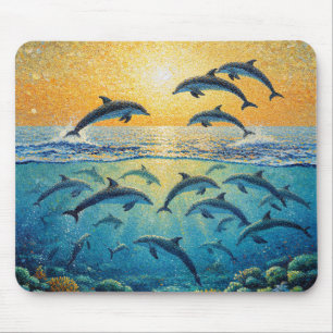 Delfine bei Sonnenuntergang l Mousepad