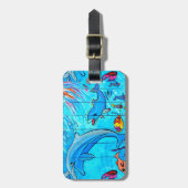 Delfine blauer Gepäckanhänger (Vorderseite vertikal)