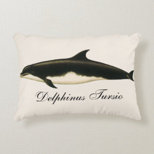 Delfine Delphinus Tursio, Vintage Meereslebewesen Dekokissen