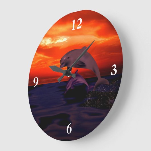 Delfine Große Wanduhr (Winkel)