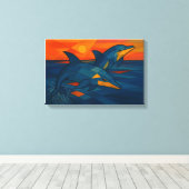 Delfine im kubistischen Stil  Leinwanddruck (Insitu (Holzboden))