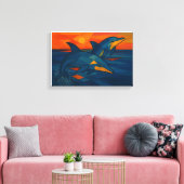 Delfine im kubistischen Stil  Leinwanddruck (Insitu (Wohnzimmer))