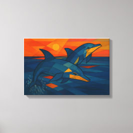 Delfine im kubistischen Stil  Leinwanddruck