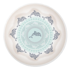 Delfine Mandala Blassblau Taupe Keramikknauf