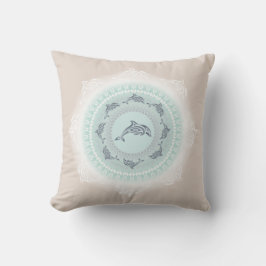 Delfine Mandala Blassblau Taupe Küste Kissen