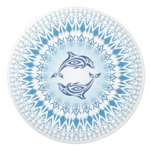 Delfine Mandala Blau Weiß Nautisch Keramikknauf