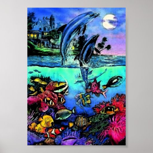 Delfine Original Indian ink Artwork Posters Poster (Vorne)