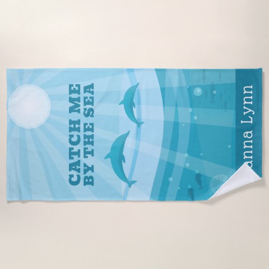 Delfine Ozeanwellen Personalisiert Strandtuch (Vorderseite)