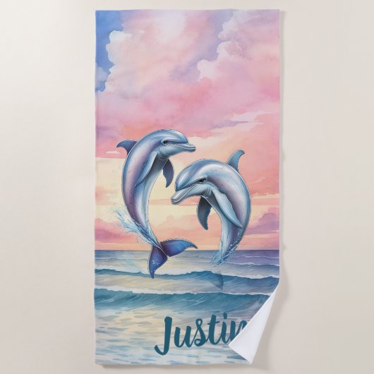 Delfine Personalisiert Strandtuch (Vorderseite)