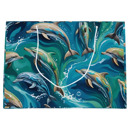 Delfine schwimmen große geschenktüte (Vorderseite)