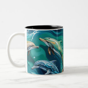 Delfine schwimmen  zweifarbige tasse