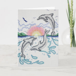 Delfine spielen beim Sonnenaufgang am Ocean Beach  Karte